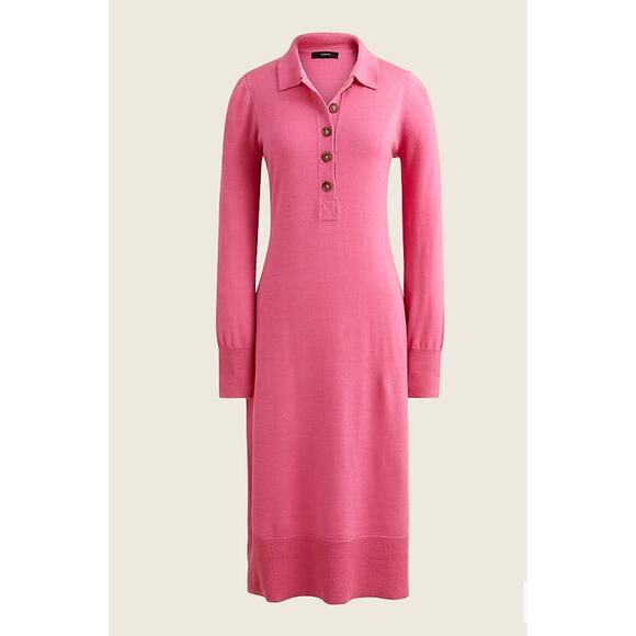 J.Crew Collared merino wool sweater-dress in Pink #BB375 size medium long sleeve - Picture 1 of 11